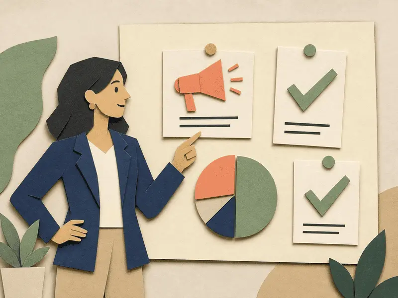 Marketing professional reviewing campaign content